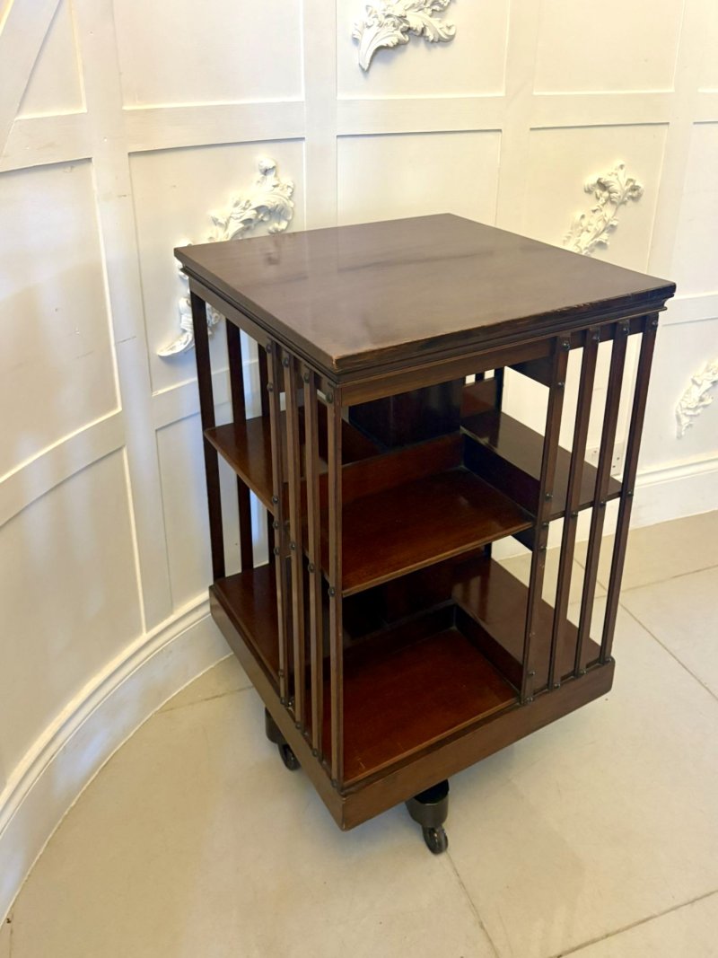 Antique Edwardian Quality Mahogany Revolving Bookcase